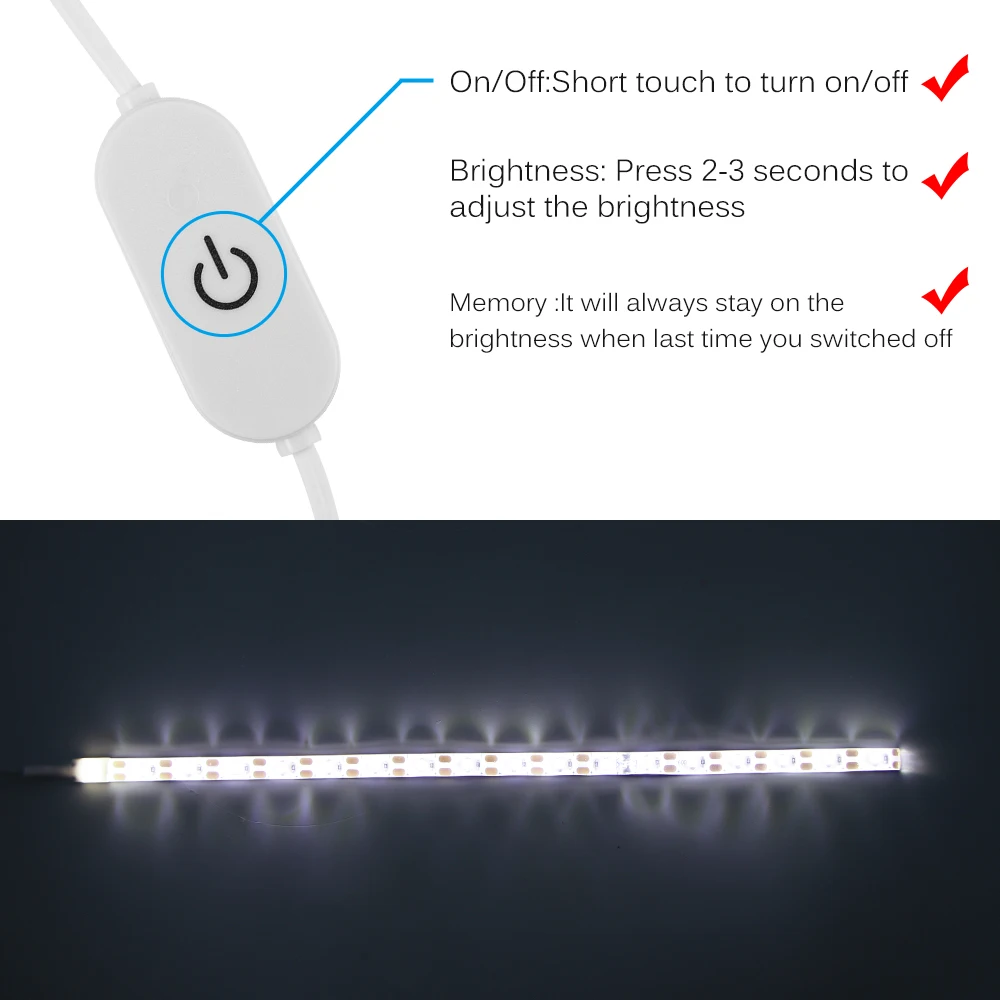 Швейная машина яркая швейная лента свет USB мощность с сенсорным диммером питания ультра яркая Регулируемая длина сильный клей свет