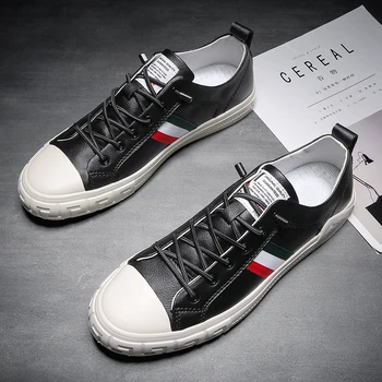 

Summer 2020 shoes men's Korean style trend all-match casual shoes student leather sports men's shoes trendy shoes black shoes