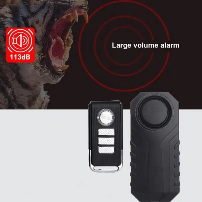 113dB Loud Wireless Bicycle Anti-theft Alarm Waterproof Door/ Window Vibration Alarm Intelligent Remote Control Alarm Sensor