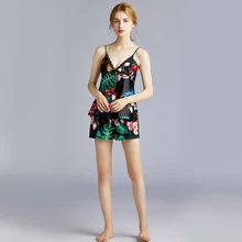 Яо Ting международная торговля версия шелковые сексуальные шелковые пижамы женские летние тонкие шорты на подтяжках комплект из двух Костюм из нескольких предметов домашняя одежда