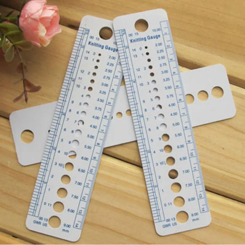 

2-10mm 1pcs Knitting Needle Gauge Inch Cm Ruler Tool US UK Canada Sizes