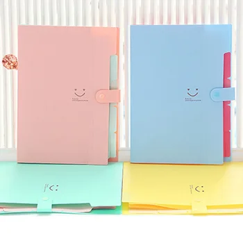 

Oude 1/5 Cut PP Folders Expanding Files Bags Candy Colors A4 Size Cute Smiling Face For Easy Organization And Storage