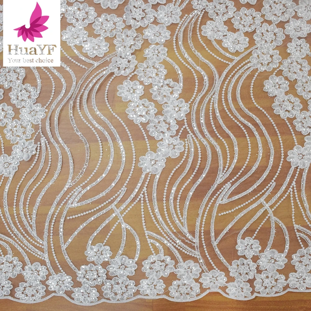 

Hot Selling Bridal Lace Net Embroidery Fabrics With Sequins HY1141