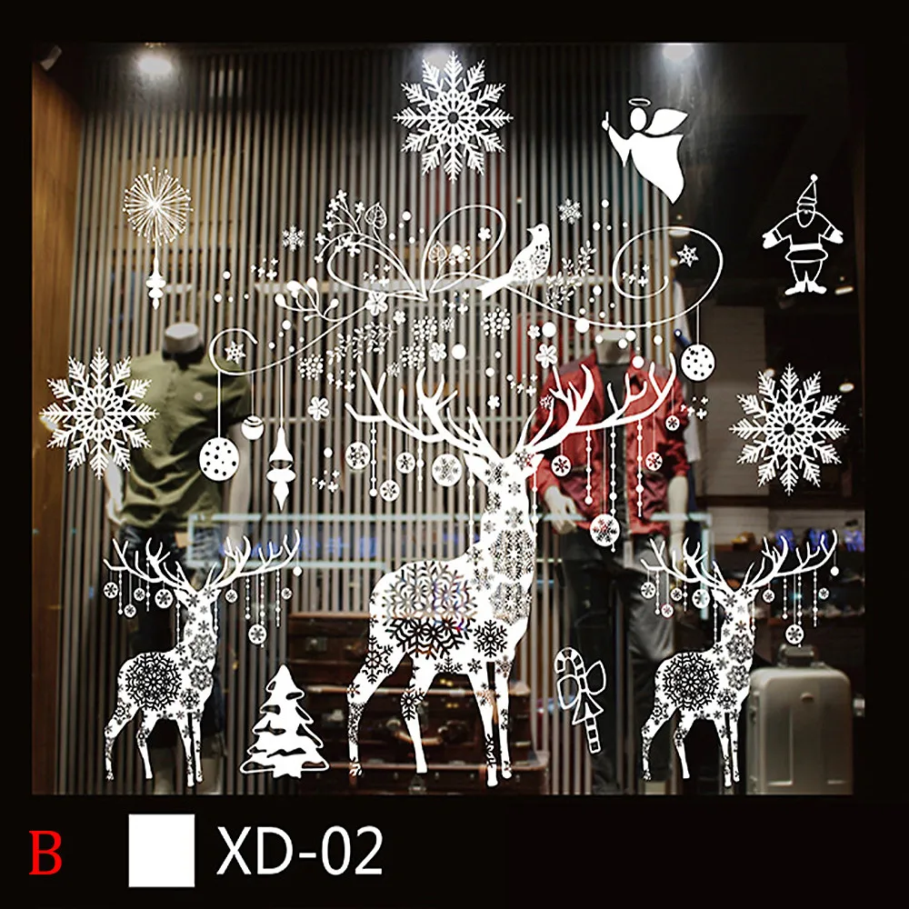 Рождественский снеговик съемный дом виниловые окна наклейки на стену Наклейка Декор Горячая распродажа Рождество прозрачное окно обои магазин - Цвет: Черный