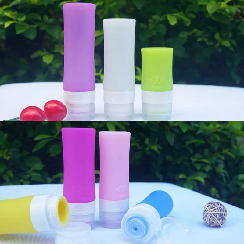 Silicone Refillable Empty Tube Squeezed Cosmetic Container Cream Lotion Plastic Bottle With Flip Cap Travel Portable 5