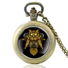 

Steampunk Gear Owl Glass Cabochon Quartz Pocket Watch Vintage Men Women Pendant Necklace Watches Gifts