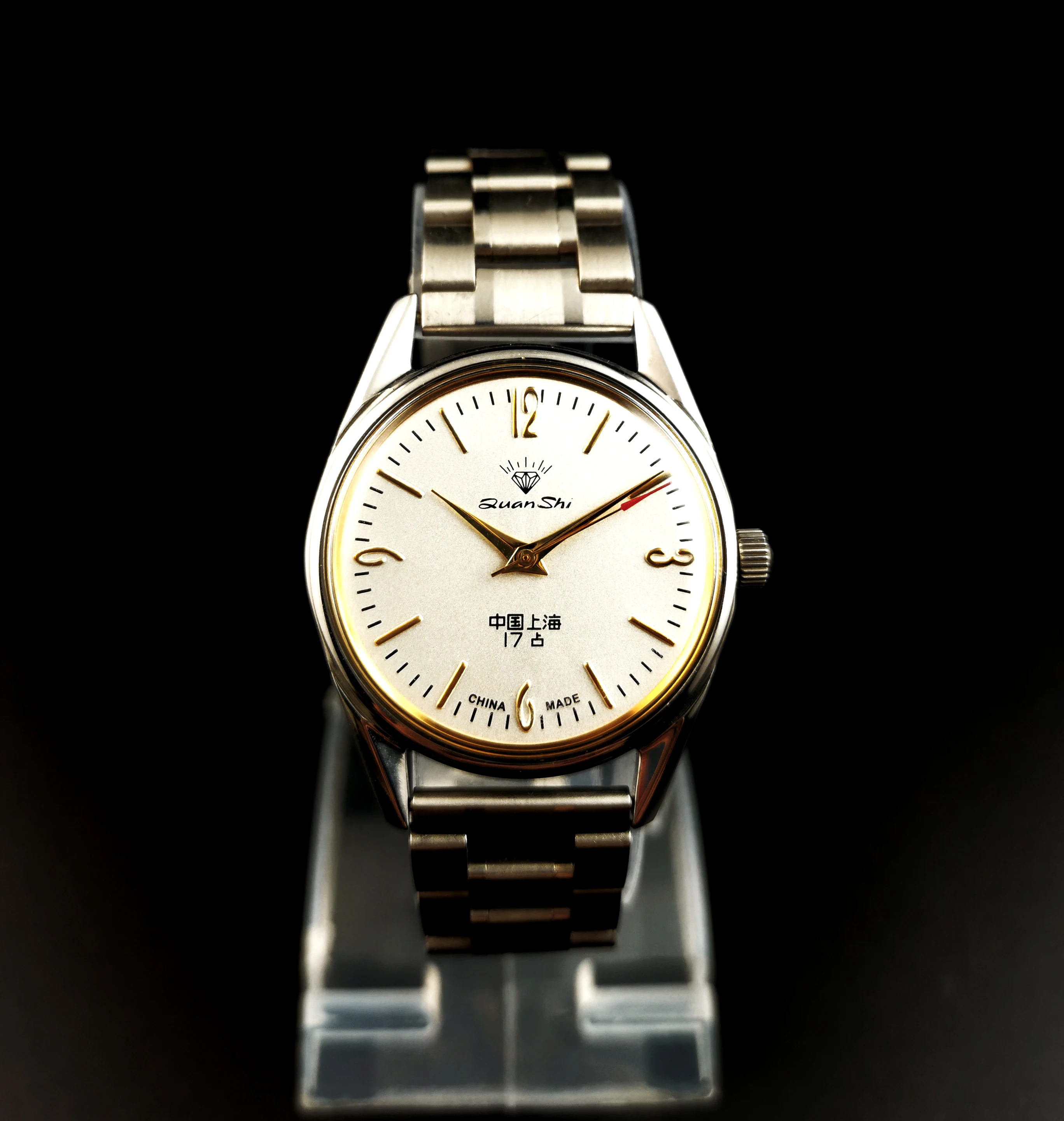 Shanghai Watch Mechanical Watch Men's Manual Spring 17 Diamond Retro Watch 8120 