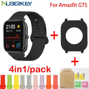 

4in1 Soft Silicone Band for Xiaomi Huami Amazfit GTS Strap Bracelet Watch with Soft Silicone Case Cover Screen Protector Film