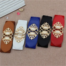 Famale All-match Girdle Luxury Elastic Belt Fashion Girdle Lady Double Opal Inlaid Skirt Belt Decorative Brand Belts for Women
