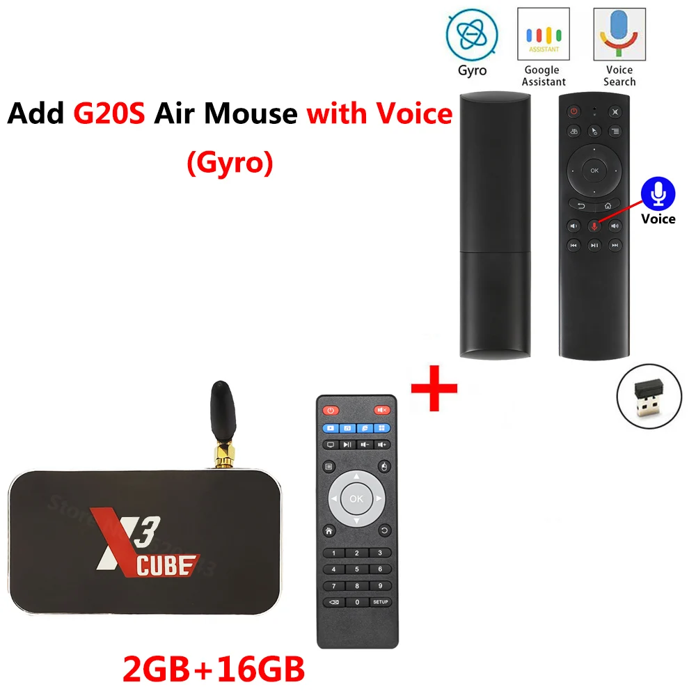 X3 cube Amlogic S905X3 Smart tv Box Android 9,0 2 ГБ 4 ГБ DDR4 16 ГБ 32 ГБ rom 2,4G 5G WiFi BT 4K HD медиаплеер X3 PRO vs X2 cube - Цвет: X3 CUBE add G20S