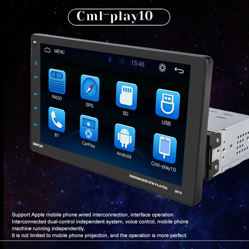 Съемная Автомобильная магнитола Carplay gps для Android/IOS с сенсорным экраном MP5 плеер 9 дюймов шпиндель внешняя стерео Mirrorlink