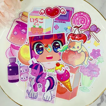 

30 PCS Mosaic pixel girl sticker for kids homemade book stickers on laptop / decorative scrapbooking / DIY sticker/hot Selling