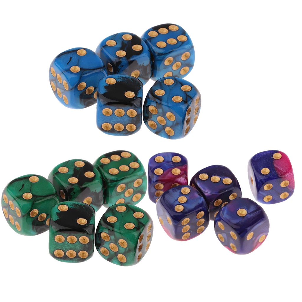 5pcs 6-sided Game Dice Set Party Game Dice Six Sided Dice 16mm Square Corne for Family Travel Play Set Toys