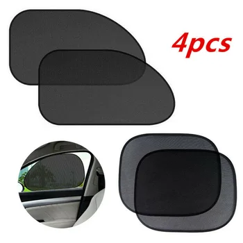 

4pcs/set Black Car Side Window Sunshade Visor UV Shield Block Protective Cover Nylon Mesh Cloth Sun Visor