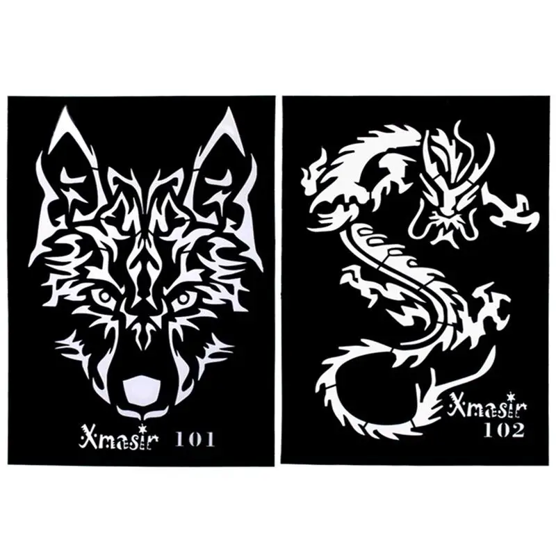 Трафареты для татуировок 4 шт. шаблоны с вырезами карточка Dragon Tatoo мальчиков