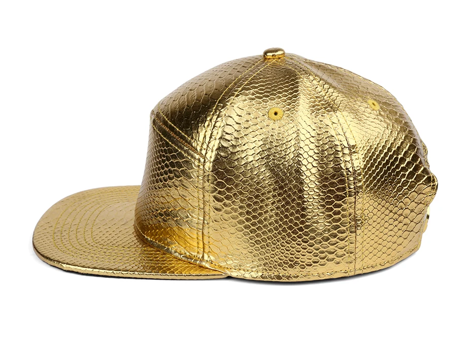 Casquette «крокодиловая кожа красный пустой из искусственной кожи Кепки плоским пряжки ремня регулируется в стиле «хип-хоп» Для женщин Для мужчин Шапки шапка класса люкс, черного и золотого цвета