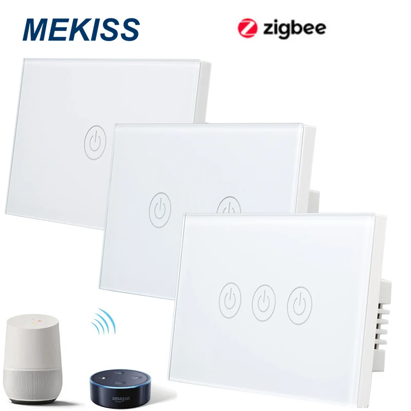 

Smart touch switch zigbee network connection mobile phone APP wireless remote control US standard light switch interrupter