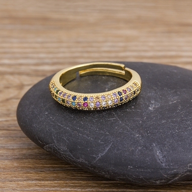 Sale Cross Star Moon Rings12 Styles Bohemia Rainbow Cubic Zircon Rings Women Copper Jewelry Adjustable Wedding Party Gifts