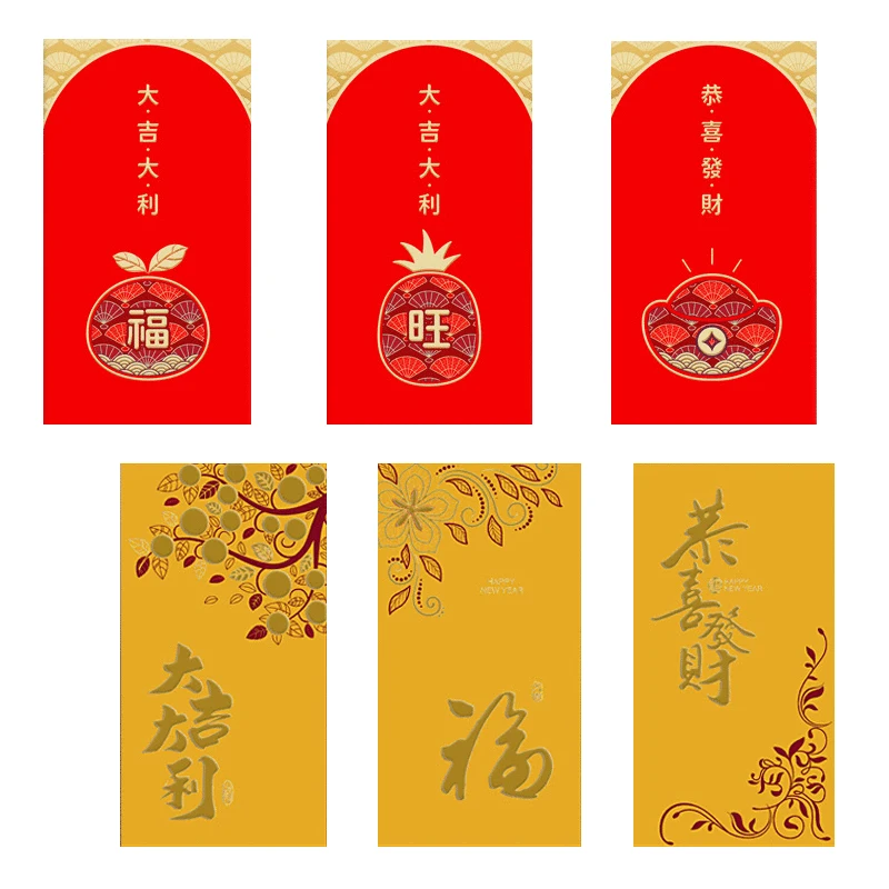 6Pcs 2022 Year of the Tiger New Year Spring Festival Birthday Creative Hongbao Marry Red Gift Envelope Chinese Red Envelope