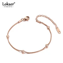 Lokaer Bohemia стиль бусы из нержавеющей стали цепь очаровательные женские браслеты для щиколотки Девушки Мода розовое золото ноги пляжные украшения A19028