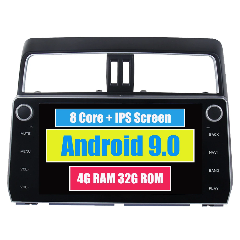 RoverOne автомобильный радиоприемник gps навигация для Toyota Prado Android 9,0 10,2 ''Восьмиядерный сенсорный мультимедийный плеер без DVD