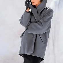 

Women Winter Loose Casual Coats Autumn Single Breasted Windbreakers Jackets Women Solid Long Sleeve Office Ladies Outerwear Tops