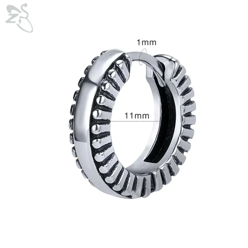 ZS 2pcs/lot 316L Stainless Steel Hoop Earrings For Men Women Kpop HipHop Earring Gothic Punk Rock Circle Earring Vintage Jewelry