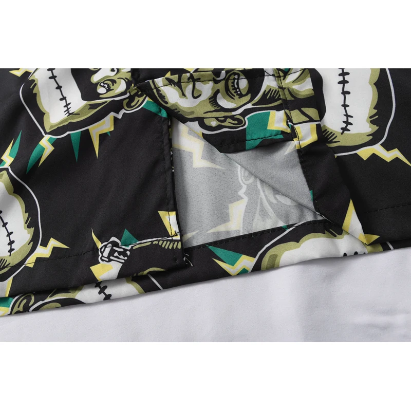 Повседневная рубашка OSCN7 с принтом Франкенштейна и коротким рукавом Мужская