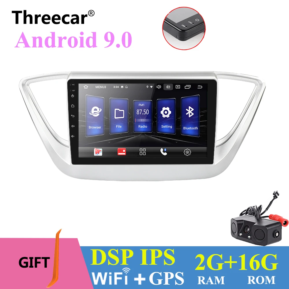 

2G+16G Android 9.0 Car Radio Multimedia audio Player GPS Navigation 3G wifi IPS DSP For Hyundai Solaris Verna 2017 2018 2din