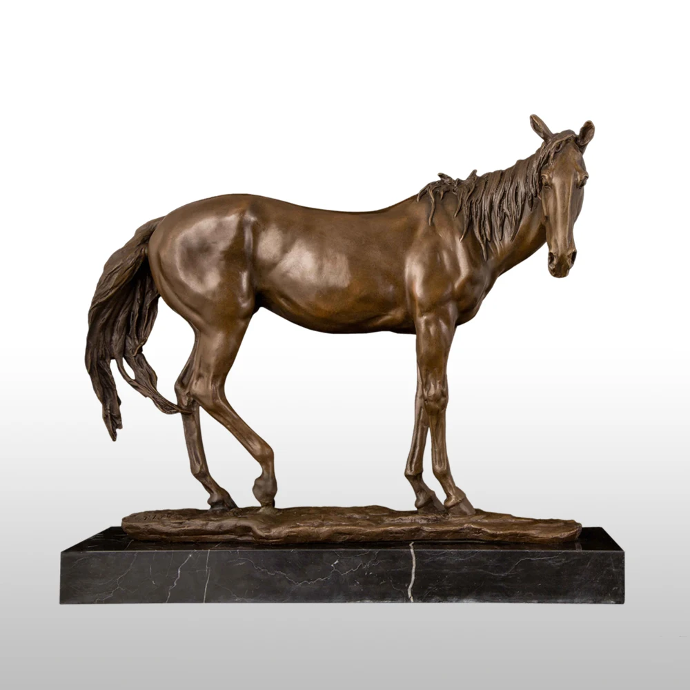 ATLIE 40 см бронзовая скульптура стоящая статуя лошади Статуэтка современное искусство антикварное украшение для дома и офиса металлическое искусство