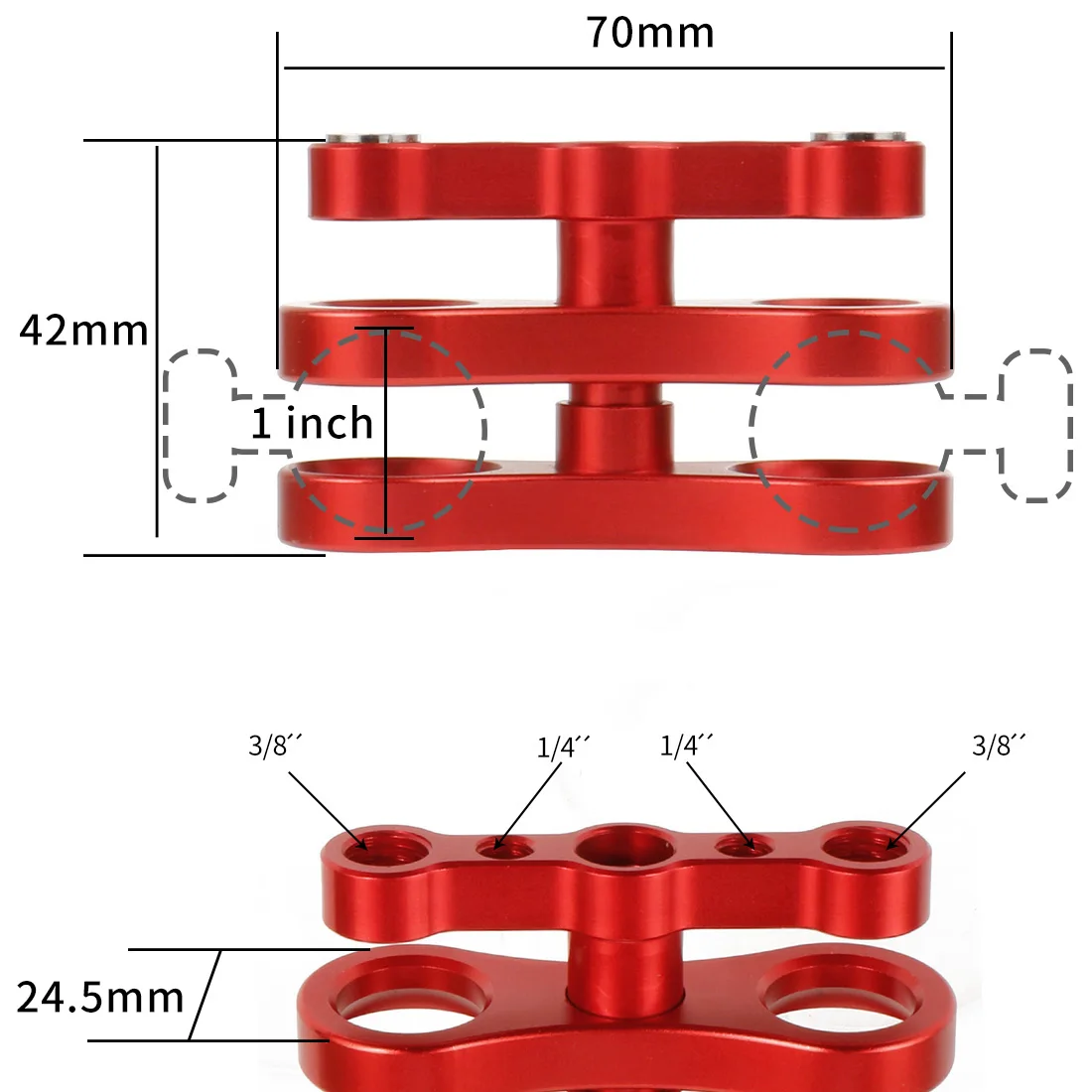 Aluminium CNC Kugelkopf Schmetterling Clip Tauchlicht Arm 360 Grad Clip Adapter Halterung Halter für Gopro YI für OSMO Action Kamera – Detail 16