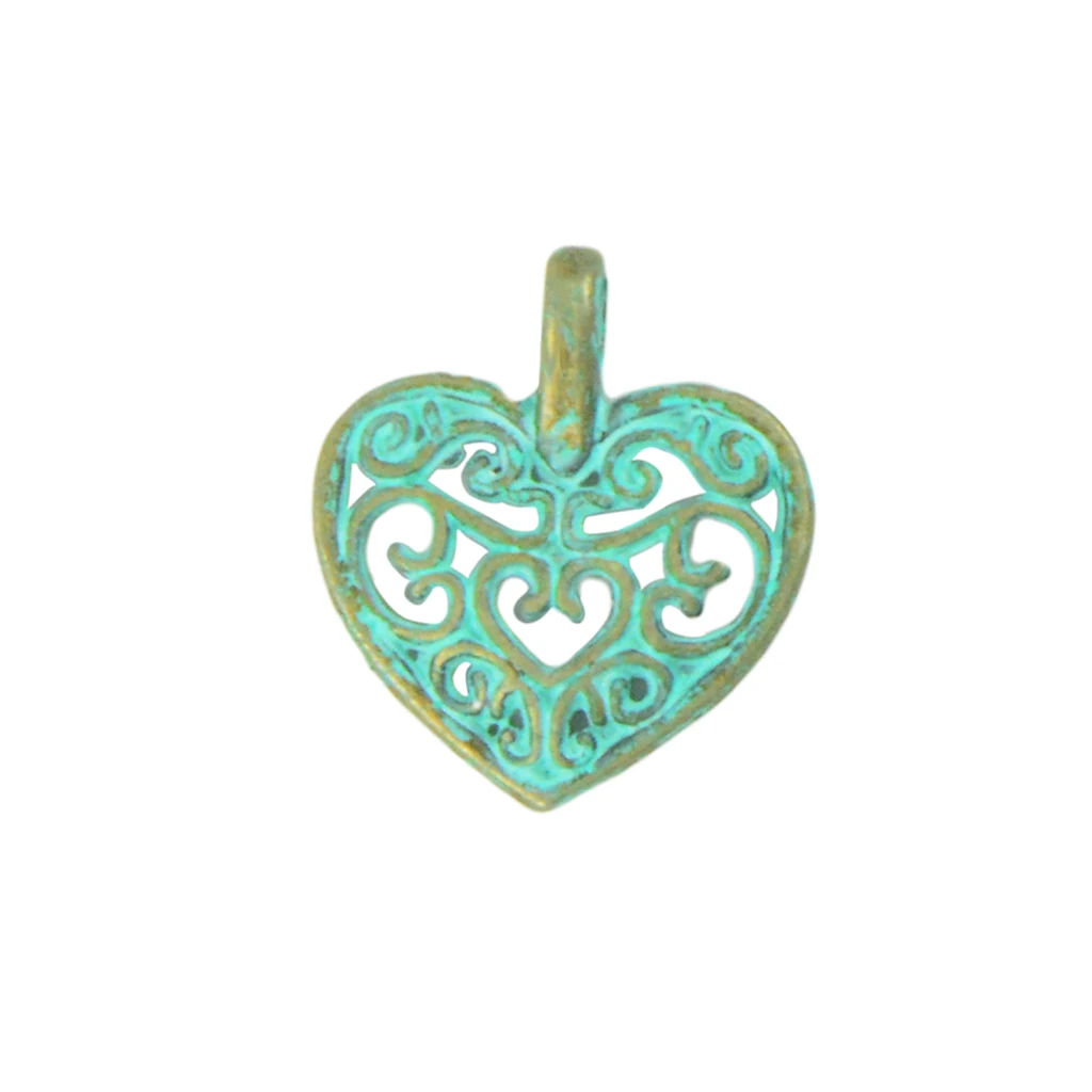 50 pcs Patina Hollow Out Pendant Charms Hearts Locket Findings Jewelry Crafts Fashion Jewelry for necklaces bracelets earrings