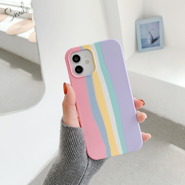 Color Case for Apple IPhone 13 11 Pro Max 8Plus 12 Mini XS XR Gradient Silicone Shock-proof Drop-proof Protective Cover