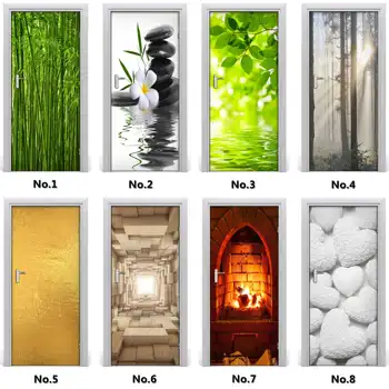 

Custom Size Door Sticker ModernLandscape Wallpaper Stickers Protection Sticker 3d Print Home Decor Wallpaper Door Cover Gift