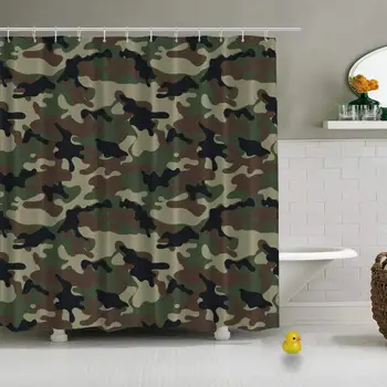 

Camouflage Seamless Pattern Vector Shower Curtain for Guest Suite,79''L x 72''W
