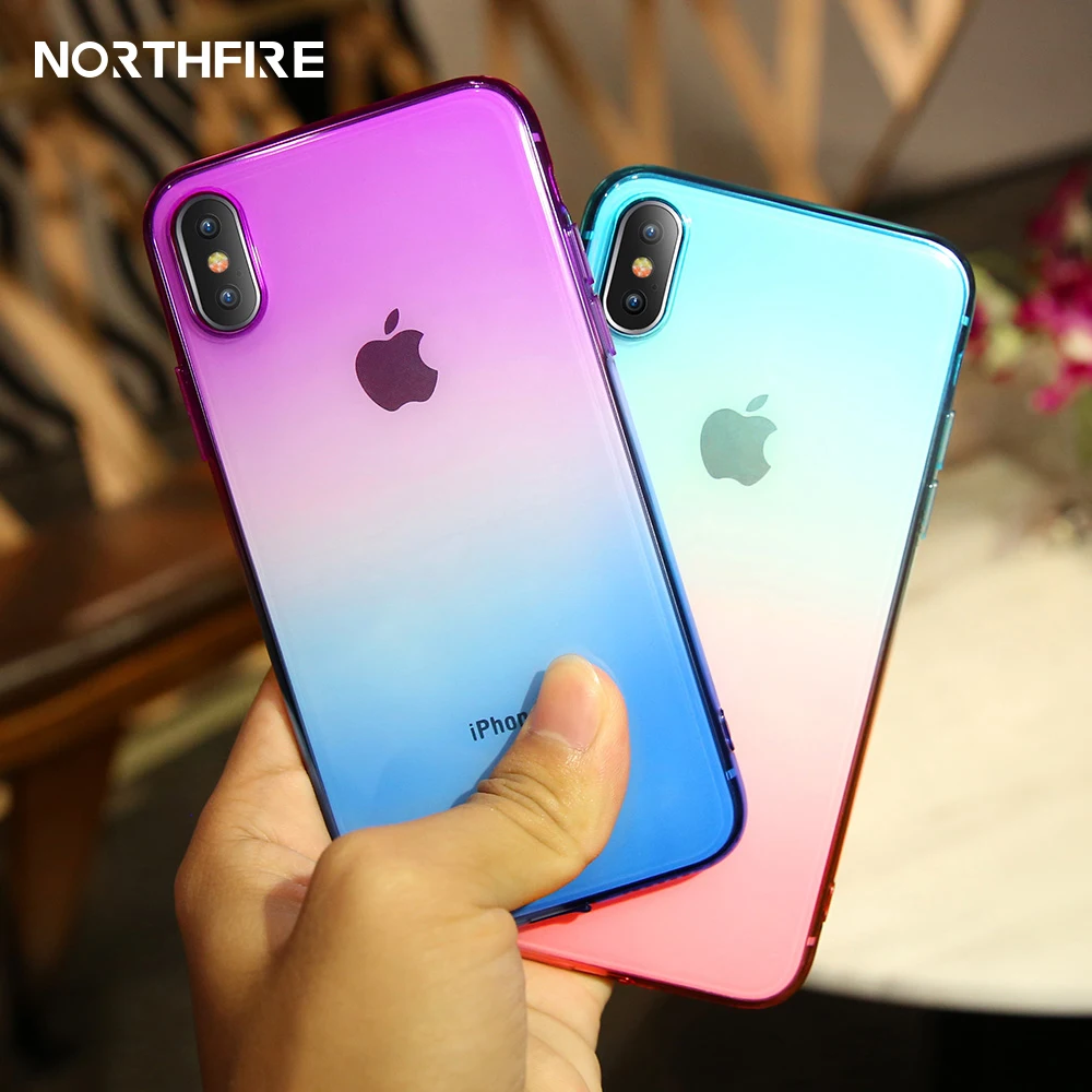 

NORTHFIRE Clear Gradient Phone Case For iPhone X XS Max XR Ultra Thin Soft Back Cover For iPhone 6 6S 7 8 Plus 5S 5 Fundas Capa