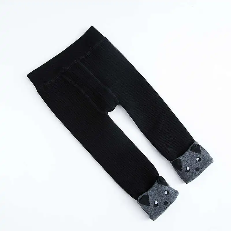 Black Bear Детские зимние леггинсы с флисом; бархатные леггинсы; теплые штаны для маленьких девочек; вязаные леггинсы для маленьких девочек; брюки для маленьких мальчиков - Цвет: Black Bear