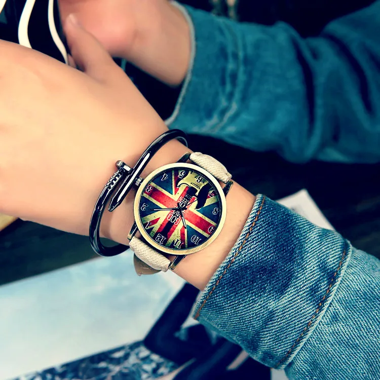 

Retro Fashion Man Hip Hop Fashion Students Watch Women's Large Dial Hip Hop Cool Graffiti Korean-style Harajuku COUPLE'S Watch