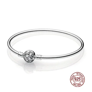 

2018 NEW 100% 925 Sterling Silver Original Limited Edition Pattern of Love Heart Bangle Fit European Fashion DIY Bracelet Gift