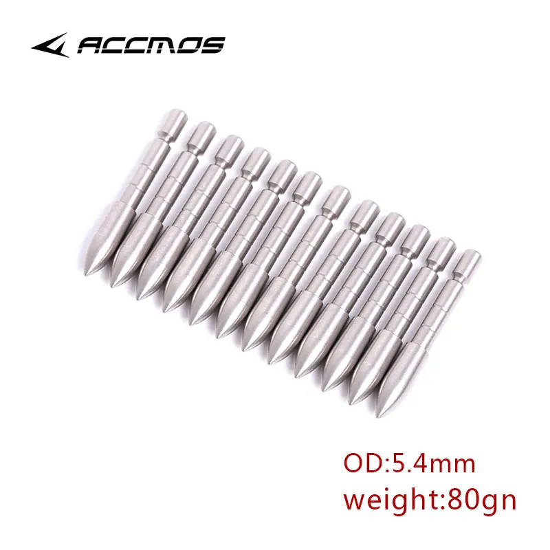 12/24PCS 70 80 90 100 110 120 Grain Stainless Steel Bullet Point Tip For Id 4.2 Mm Arrow Shaft Arrow Head Archery Accessory Bow 5