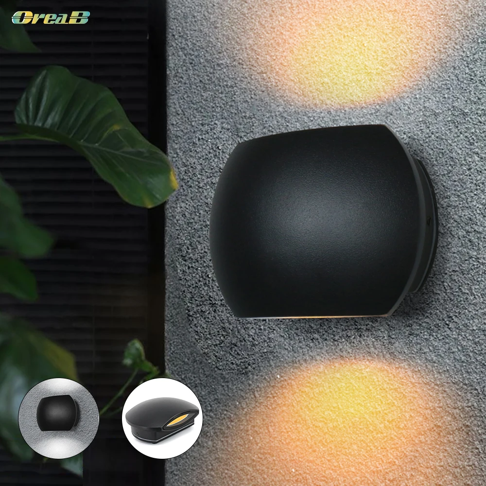 IP65 6W/10W 316Lm/361Lm Black Modern Indoor Outdoor Wall Sconces Light Lighting For Living Room Aluminum + Toughened Glass