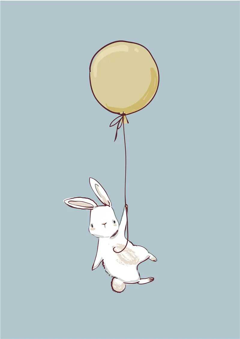 Cartoon-Animal-Nordic-Lovely-Canvas-Painting-Rabbit-Bear-Balloon-Cute-Decortion-Kids-Girl-Bedroom-Wall-Print (3)
