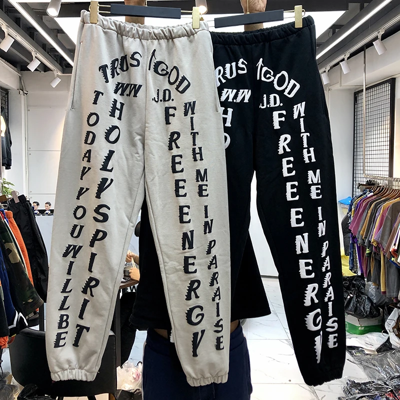 KANYE брюки с трехмерными буквами из пенопласта Kanye повседневные в стиле хип-хоп