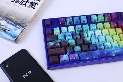 1 комплект 60/87/104 ключи Туманность серии C стиль PBT сублимационный Шапки белая освещенная контржурным светом механическая клавиатура Шапки для MX Переключатель