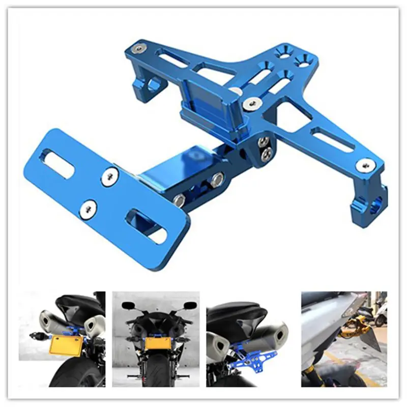 

CNC Aluminum Motorcycle License Plate Bracket Motorcycle Adjustable Angle Rear License Plate Mount Holder with LED Light