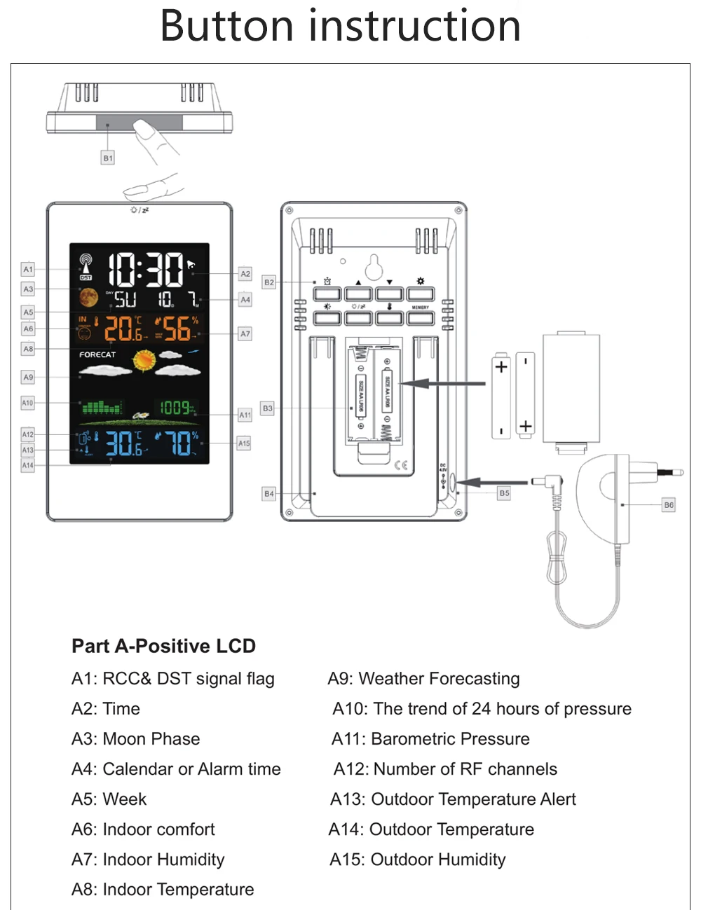 FanJu FJ3389 ЕС Plug настольные часы метеостанция Цифровой термометр гигрометр беспроводной датчик ЖК-дисплей календарь дисплей