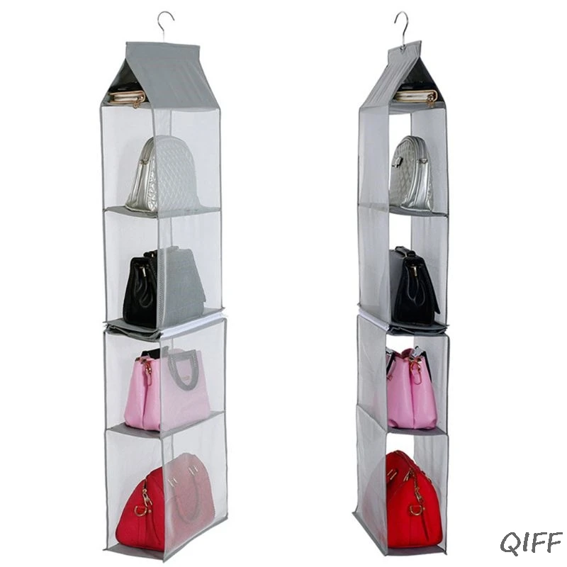Detachable 4 Pockets Hanging Purse Handbag Tote Bag Storage Organizer Wardrobe