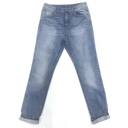 Осенне-зимние женские джинсовые Модные брюки свободного кроя с катящейся подошвой, 100% хлопок, потертые синие женские джинсы