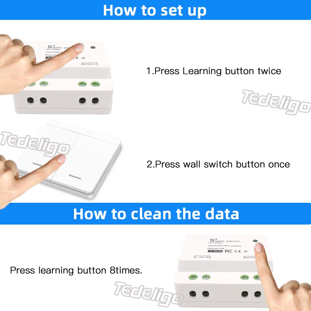 interruptor touch sem fio para casa receptor de controle remoto ac módulo interruptor de parede para lâmpada
