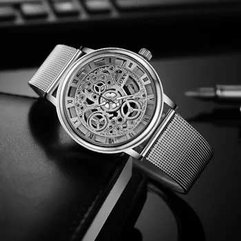 

1pc Fashion Watches Silver & Golden Luxury Hollow Steel Watch Men Women Unisex Hombre Quartz Wristwatch Clock Retro Relogio